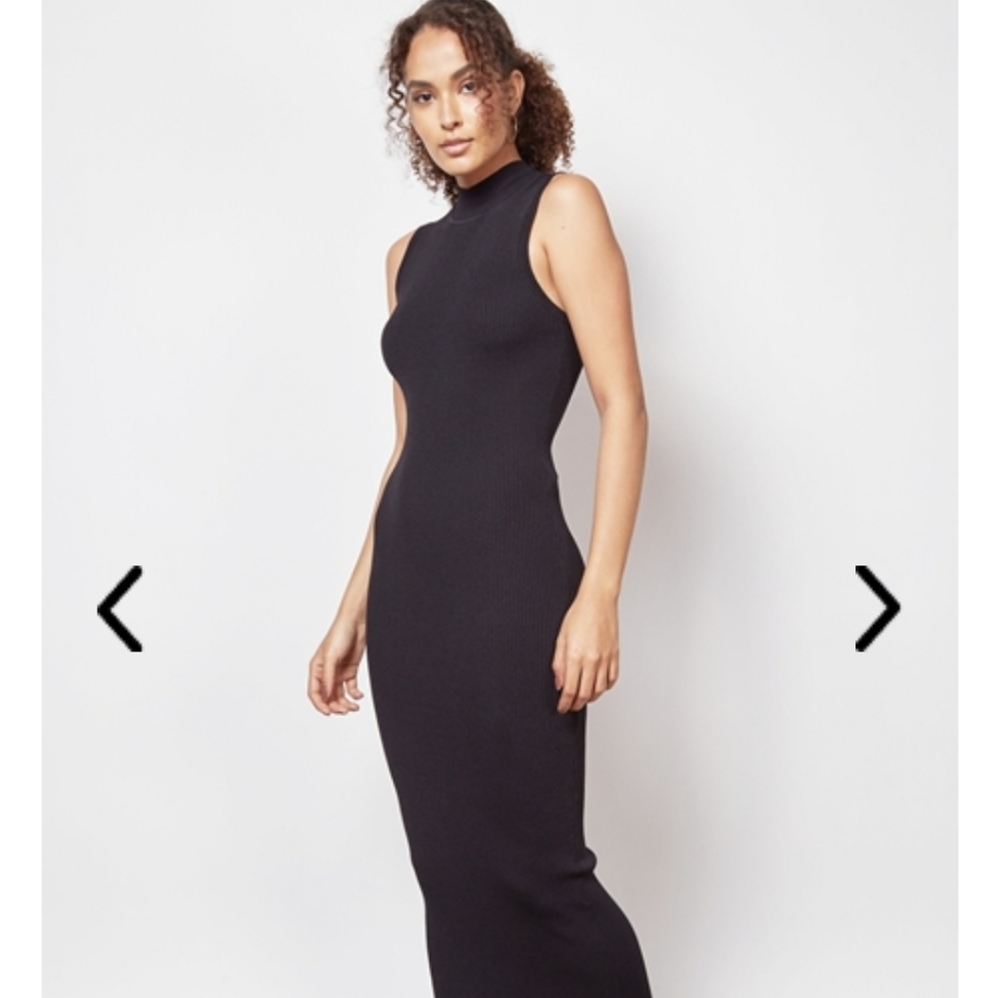 Le Lis Blanc Sporty Black Ribbed Bodycon Midi Large